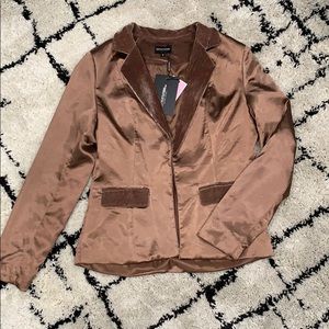 Alaynie Mink Velvet Lapel Satin Blazer